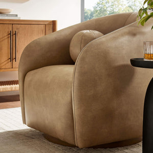 Modway Furniture Holland Vegan Leather Swivel Barrel Chair with 360 Degree Base for Modern Living Brown - B EEI-7743-TST
