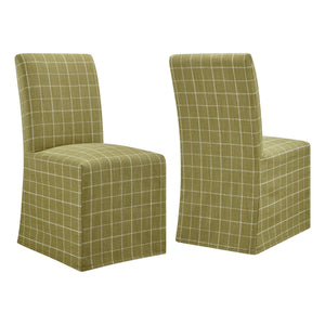 Modway Furniture Aster Parsons Dining Chairs with Removable Windowpane Slipcover Solid Wood Frame Set Green EEI-7761-ART
