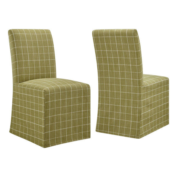 Modway Furniture Aster Parsons Dining Chairs with Removable Windowpane Slipcover Solid Wood Frame Set Green EEI-7761-ART