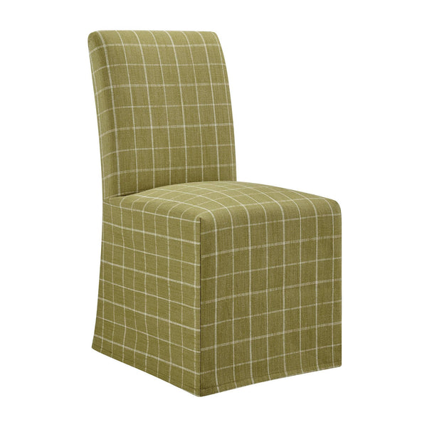 Modway Furniture Aster Parsons Dining Chairs with Removable Windowpane Slipcover Solid Wood Frame Set Green EEI-7761-ART