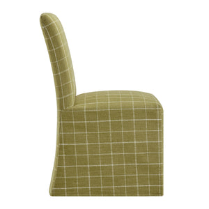 Modway Furniture Aster Parsons Dining Chairs with Removable Windowpane Slipcover Solid Wood Frame Set Green EEI-7761-ART