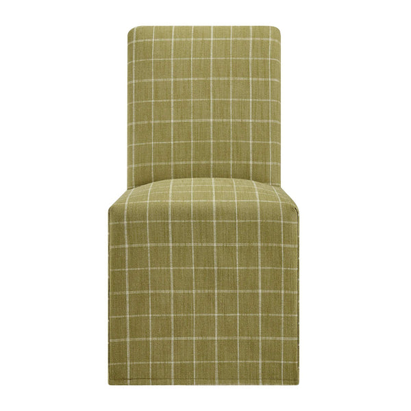 Modway Furniture Aster Parsons Dining Chairs with Removable Windowpane Slipcover Solid Wood Frame Set Green EEI-7761-ART