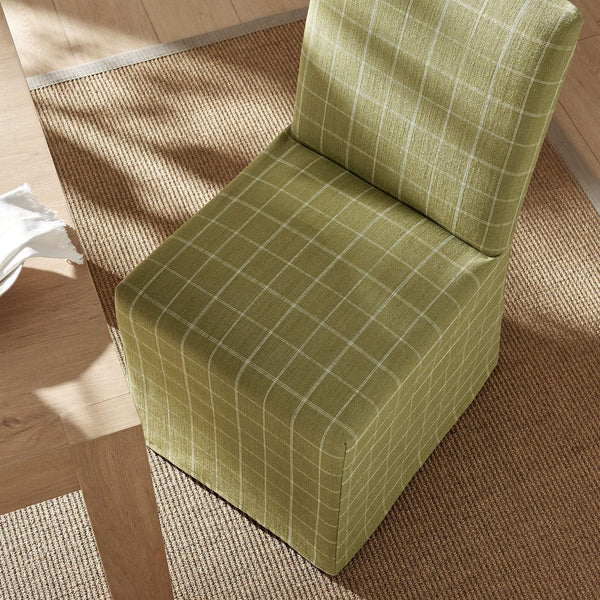 Modway Furniture Aster Parsons Dining Chairs with Removable Windowpane Slipcover Solid Wood Frame Set Green EEI-7761-ART