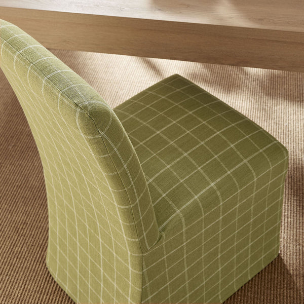 Modway Furniture Aster Parsons Dining Chairs with Removable Windowpane Slipcover Solid Wood Frame Set Green EEI-7761-ART