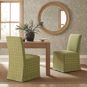 Modway Furniture Aster Parsons Dining Chairs with Removable Windowpane Slipcover Solid Wood Frame Set Green EEI-7761-ART