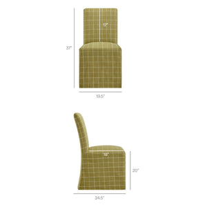 Modway Furniture Aster Parsons Dining Chairs with Removable Windowpane Slipcover Solid Wood Frame Set Green EEI-7761-ART