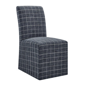 Modway Furniture Aster Parsons Dining Chairs with Removable Windowpane Slipcover Solid Wood Frame Set Blue EEI-7761-DMC