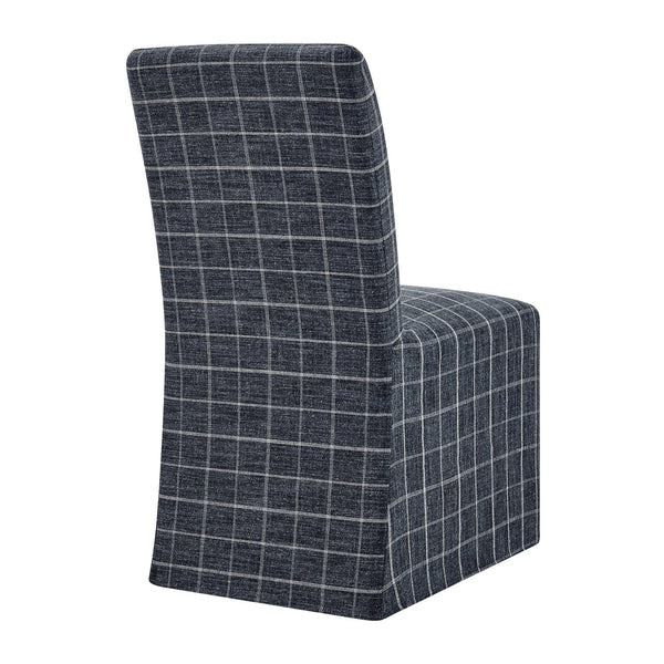 Modway Furniture Aster Parsons Dining Chairs with Removable Windowpane Slipcover Solid Wood Frame Set Blue EEI-7761-DMC