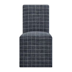 Modway Furniture Aster Parsons Dining Chairs with Removable Windowpane Slipcover Solid Wood Frame Set Blue EEI-7761-DMC