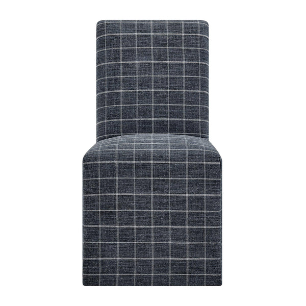 Modway Furniture Aster Parsons Dining Chairs with Removable Windowpane Slipcover Solid Wood Frame Set Blue EEI-7761-DMC