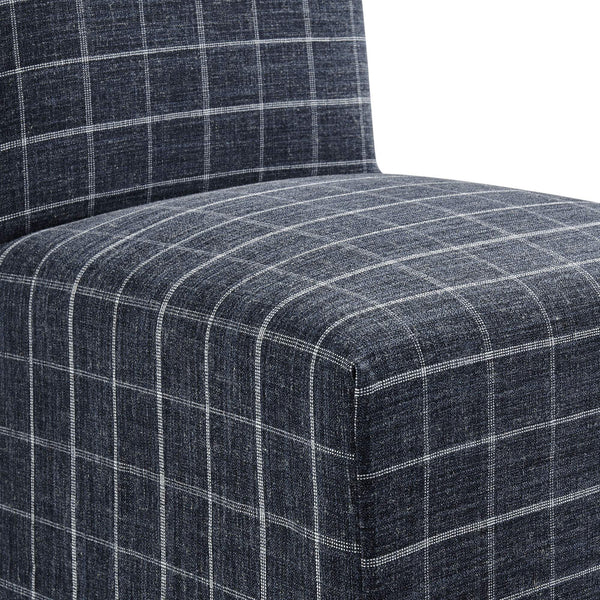 Modway Furniture Aster Parsons Dining Chairs with Removable Windowpane Slipcover Solid Wood Frame Set Blue EEI-7761-DMC