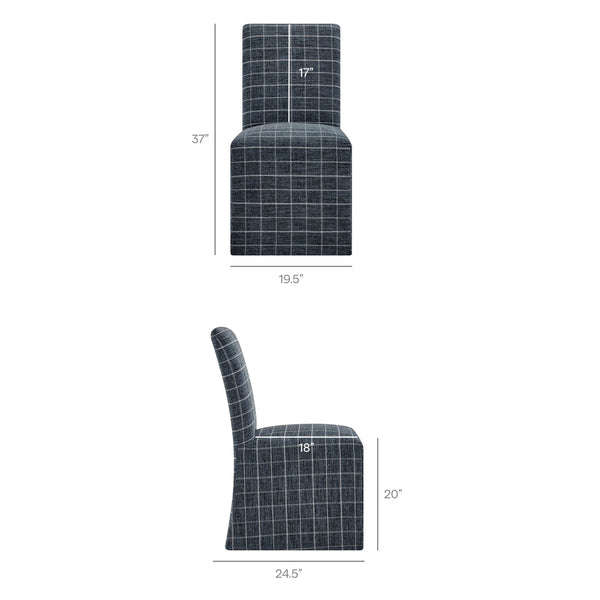 Modway Furniture Aster Parsons Dining Chairs with Removable Windowpane Slipcover Solid Wood Frame Set Blue EEI-7761-DMC