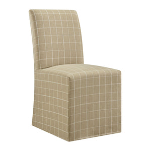 Modway Furniture Aster Parsons Dining Chairs with Removable Windowpane Slipcover Solid Wood Frame Set Brown EEI-7761-HPC