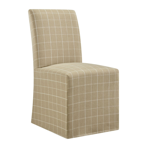 Modway Furniture Aster Parsons Dining Chairs with Removable Windowpane Slipcover Solid Wood Frame Set Brown EEI-7761-HPC