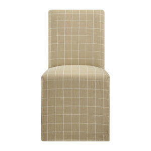 Modway Furniture Aster Parsons Dining Chairs with Removable Windowpane Slipcover Solid Wood Frame Set Brown EEI-7761-HPC