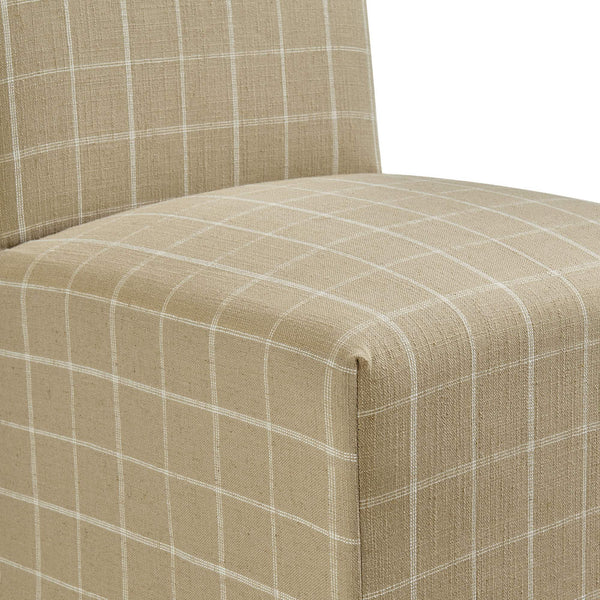 Modway Furniture Aster Parsons Dining Chairs with Removable Windowpane Slipcover Solid Wood Frame Set Brown EEI-7761-HPC