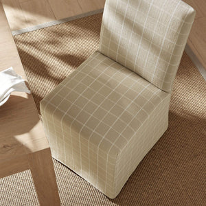 Modway Furniture Aster Parsons Dining Chairs with Removable Windowpane Slipcover Solid Wood Frame Set Brown EEI-7761-HPC