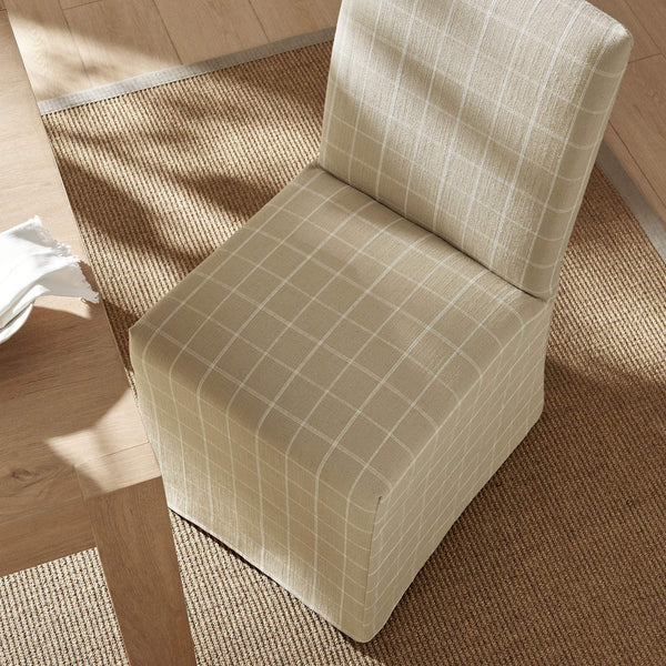 Modway Furniture Aster Parsons Dining Chairs with Removable Windowpane Slipcover Solid Wood Frame Set Brown EEI-7761-HPC