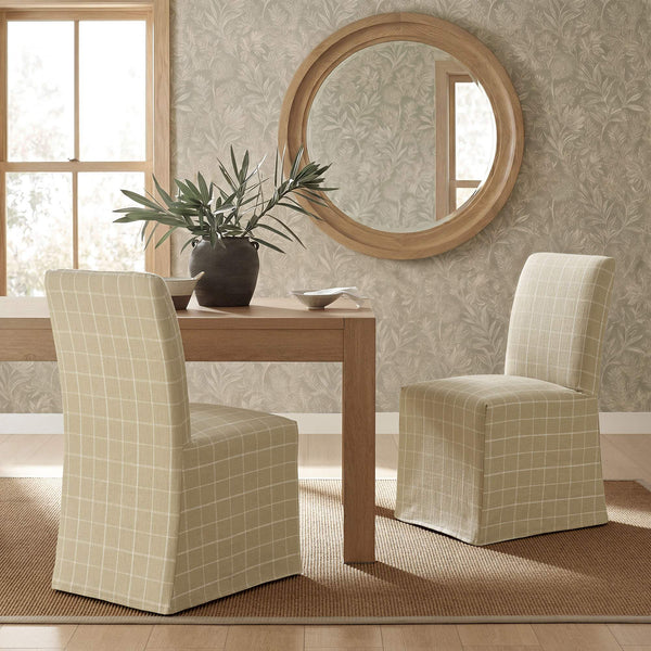 Modway Furniture Aster Parsons Dining Chairs with Removable Windowpane Slipcover Solid Wood Frame Set Brown EEI-7761-HPC
