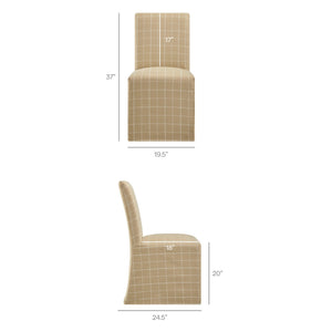 Modway Furniture Aster Parsons Dining Chairs with Removable Windowpane Slipcover Solid Wood Frame Set Brown EEI-7761-HPC