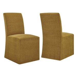 Modway Furniture Aster Parsons Dining Chairs with Slub Weave Slipcover and Foam Cushion Set of 2 Yellow EEI-7762-COP