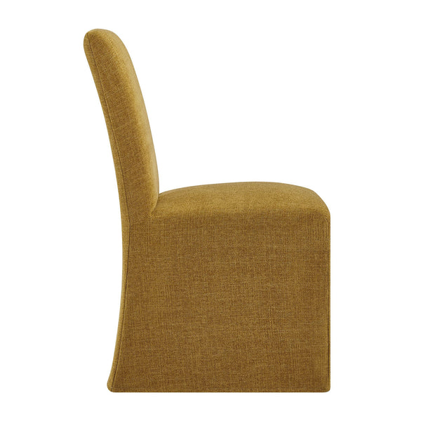 Modway Furniture Aster Parsons Dining Chairs with Slub Weave Slipcover and Foam Cushion Set of 2 Yellow EEI-7762-COP