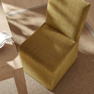 Modway Furniture Aster Parsons Dining Chairs with Slub Weave Slipcover and Foam Cushion Set of 2 Yellow EEI-7762-COP