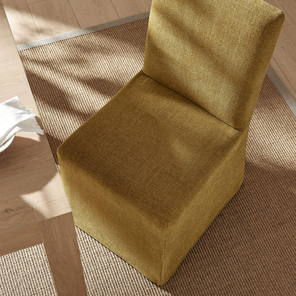 Modway Furniture Aster Parsons Dining Chairs with Slub Weave Slipcover and Foam Cushion Set of 2 Yellow EEI-7762-COP