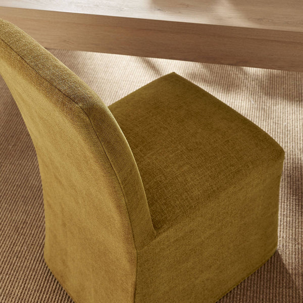 Modway Furniture Aster Parsons Dining Chairs with Slub Weave Slipcover and Foam Cushion Set of 2 Yellow EEI-7762-COP