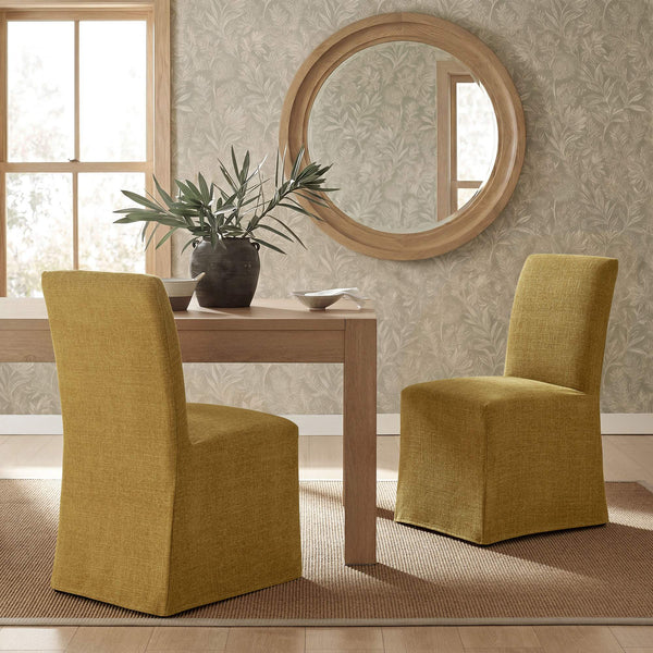 Modway Furniture Aster Parsons Dining Chairs with Slub Weave Slipcover and Foam Cushion Set of 2 Yellow EEI-7762-COP