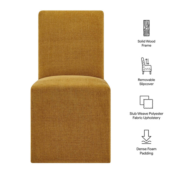 Modway Furniture Aster Parsons Dining Chairs with Slub Weave Slipcover and Foam Cushion Set of 2 Yellow EEI-7762-COP