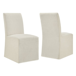 Modway Furniture Aster Parsons Dining Chairs with Slub Weave Slipcover and Foam Cushion Set of 2 White EEI-7762-ECR