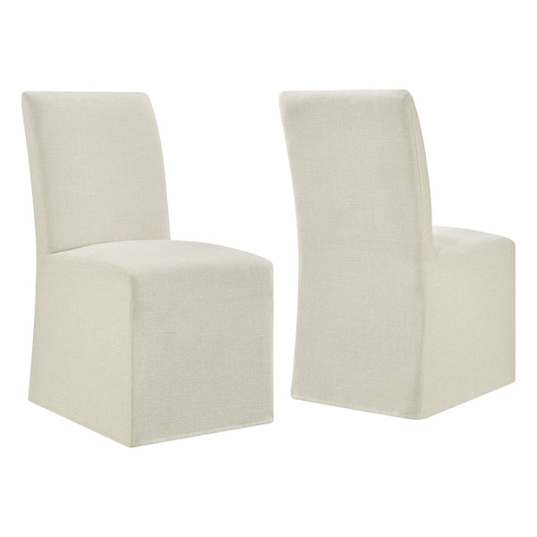 Modway Furniture Aster Parsons Dining Chairs with Slub Weave Slipcover and Foam Cushion Set of 2 White EEI-7762-ECR