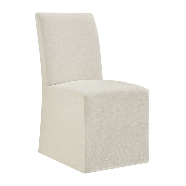 Modway Furniture Aster Parsons Dining Chairs with Slub Weave Slipcover and Foam Cushion Set of 2 White EEI-7762-ECR