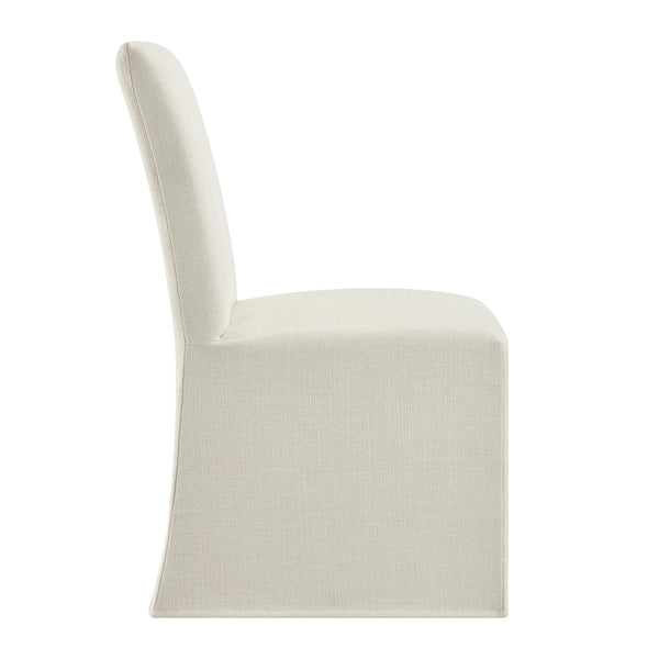 Modway Furniture Aster Parsons Dining Chairs with Slub Weave Slipcover and Foam Cushion Set of 2 White EEI-7762-ECR