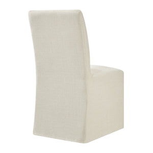 Modway Furniture Aster Parsons Dining Chairs with Slub Weave Slipcover and Foam Cushion Set of 2 White EEI-7762-ECR