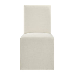 Modway Furniture Aster Parsons Dining Chairs with Slub Weave Slipcover and Foam Cushion Set of 2 White EEI-7762-ECR