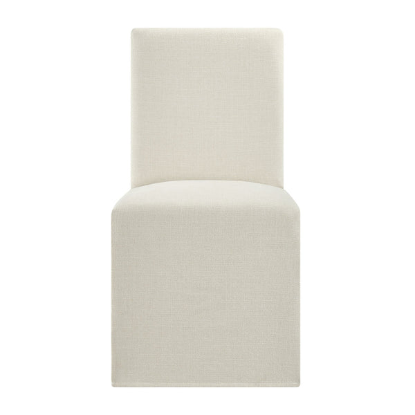 Modway Furniture Aster Parsons Dining Chairs with Slub Weave Slipcover and Foam Cushion Set of 2 White EEI-7762-ECR