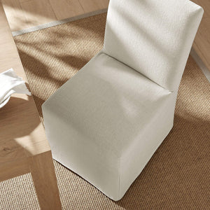 Modway Furniture Aster Parsons Dining Chairs with Slub Weave Slipcover and Foam Cushion Set of 2 White EEI-7762-ECR