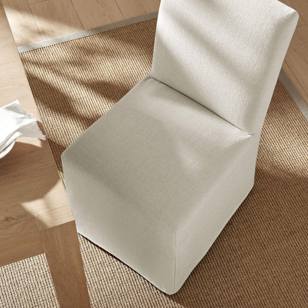 Modway Furniture Aster Parsons Dining Chairs with Slub Weave Slipcover and Foam Cushion Set of 2 White EEI-7762-ECR