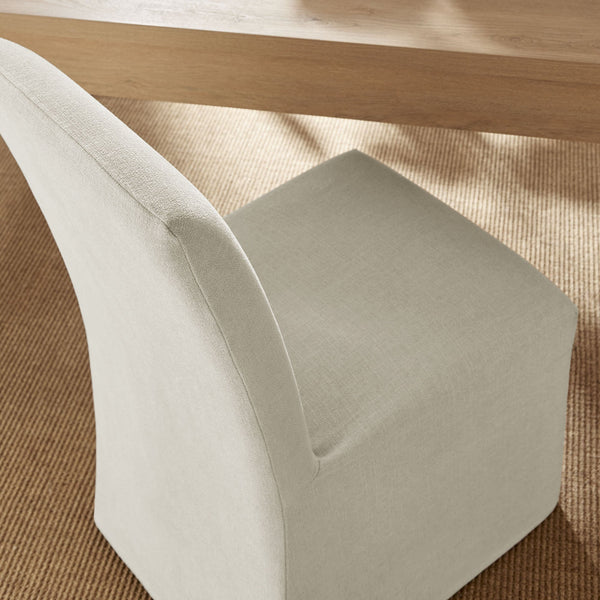 Modway Furniture Aster Parsons Dining Chairs with Slub Weave Slipcover and Foam Cushion Set of 2 White EEI-7762-ECR