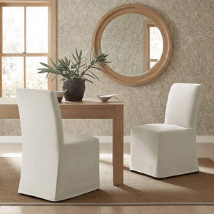 Modway Furniture Aster Parsons Dining Chairs with Slub Weave Slipcover and Foam Cushion Set of 2 White EEI-7762-ECR