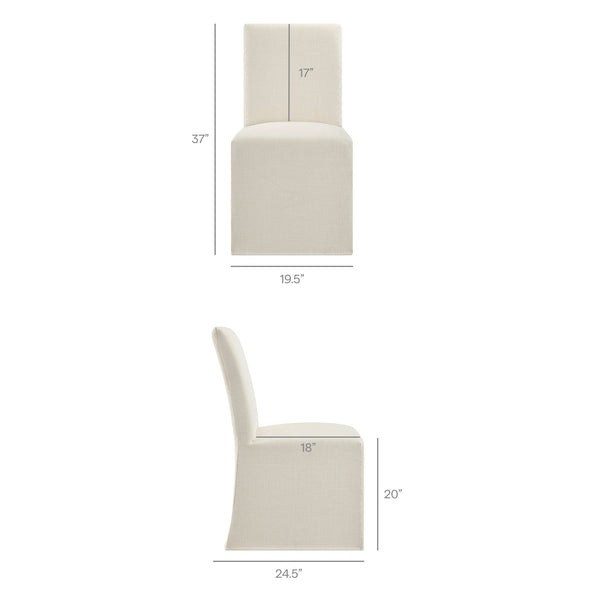 Modway Furniture Aster Parsons Dining Chairs with Slub Weave Slipcover and Foam Cushion Set of 2 White EEI-7762-ECR