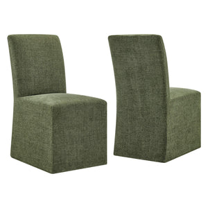 Modway Furniture Aster Parsons Dining Chairs with Slub Weave Slipcover and Foam Cushion Set of 2 Green EEI-7762-FOL