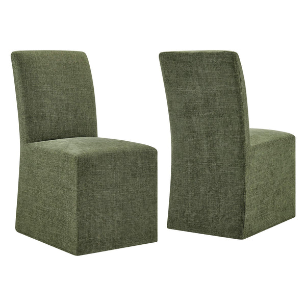 Modway Furniture Aster Parsons Dining Chairs with Slub Weave Slipcover and Foam Cushion Set of 2 Green EEI-7762-FOL