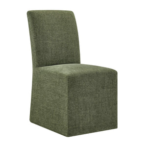 Modway Furniture Aster Parsons Dining Chairs with Slub Weave Slipcover and Foam Cushion Set of 2 Green EEI-7762-FOL