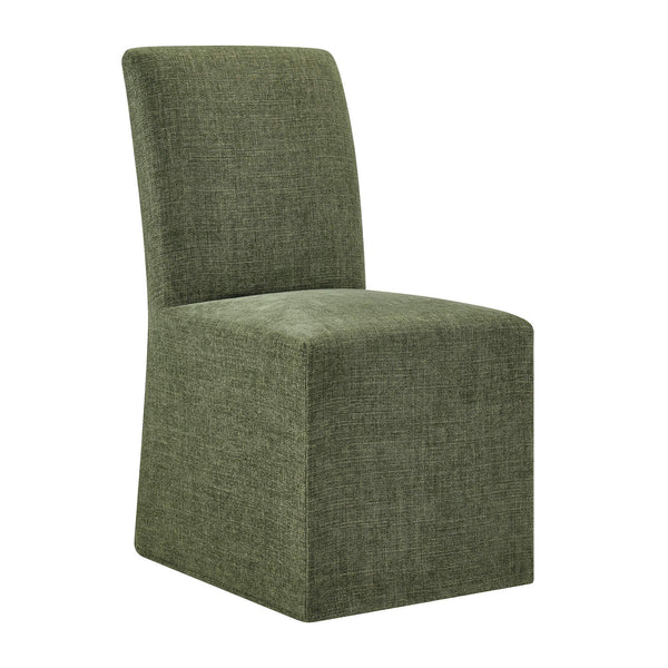 Modway Furniture Aster Parsons Dining Chairs with Slub Weave Slipcover and Foam Cushion Set of 2 Green EEI-7762-FOL