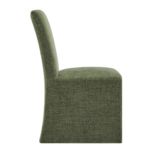 Modway Furniture Aster Parsons Dining Chairs with Slub Weave Slipcover and Foam Cushion Set of 2 Green EEI-7762-FOL