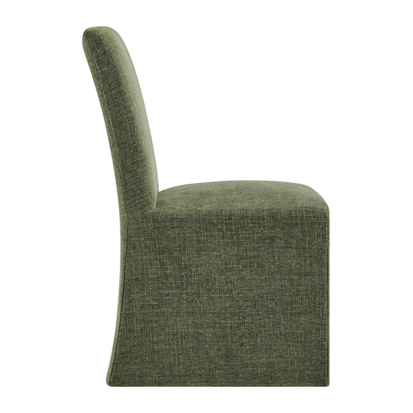 Modway Furniture Aster Parsons Dining Chairs with Slub Weave Slipcover and Foam Cushion Set of 2 Green EEI-7762-FOL