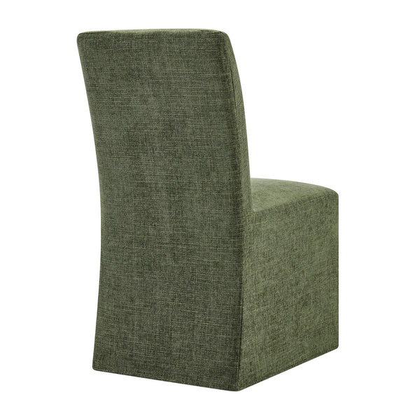 Modway Furniture Aster Parsons Dining Chairs with Slub Weave Slipcover and Foam Cushion Set of 2 Green EEI-7762-FOL